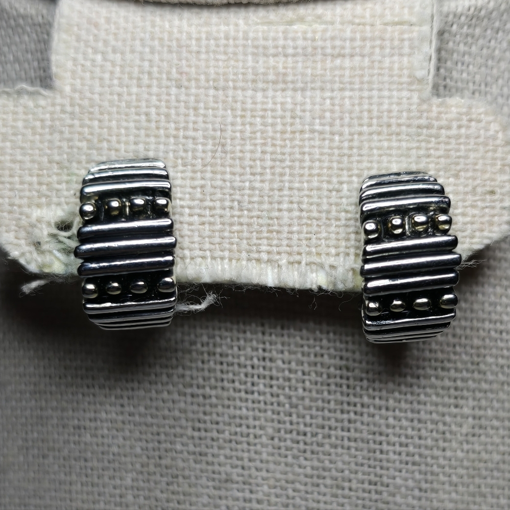 Silver Toned  Textured Clip-on Earrings